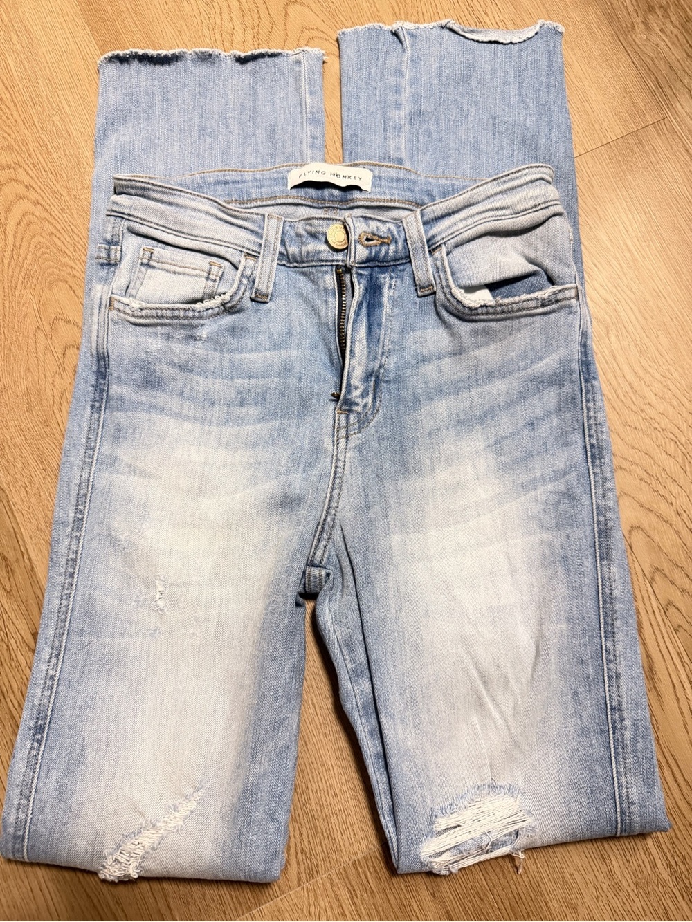 Flying Monkey Light Wash High-Rise Distressed Jeans